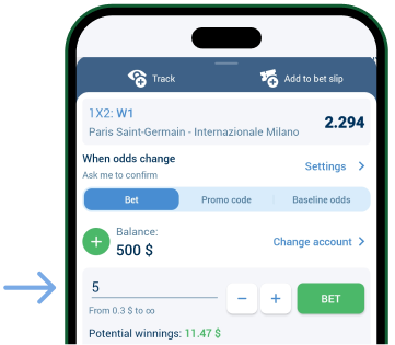 Insérez le montant à miser Télécharger 1xBet Nouvelle Version