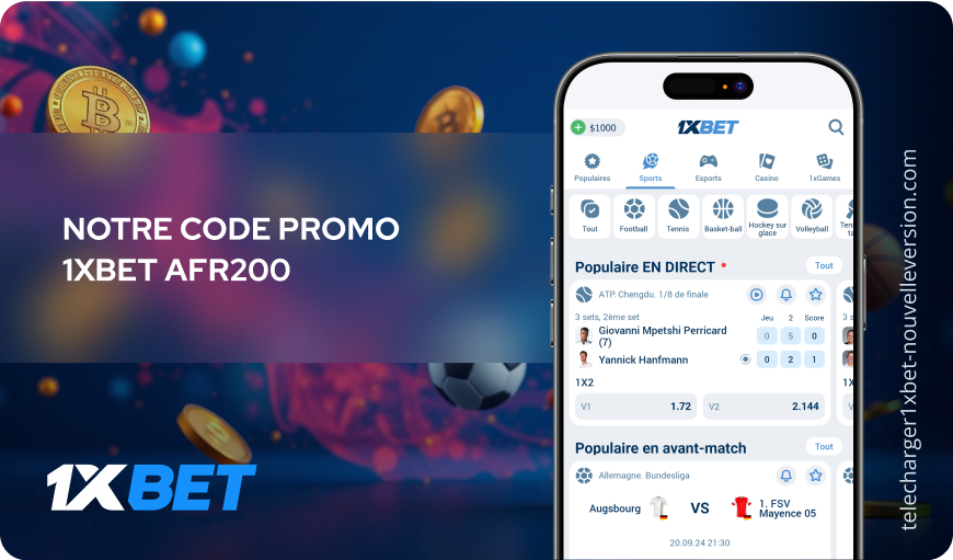 Notre code promo 1xBet AFR200 Télécharger 1xBet Nouvelle Version